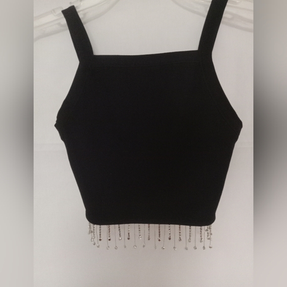 New Mix Classic - Crop Top with Rhinestone embellishment hemline - Picture 3 of 8